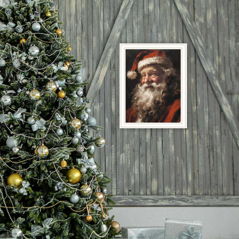 Trendy Decor 4U Papa Noel White Framed Wall Art for Living Room by HouseOfZazla