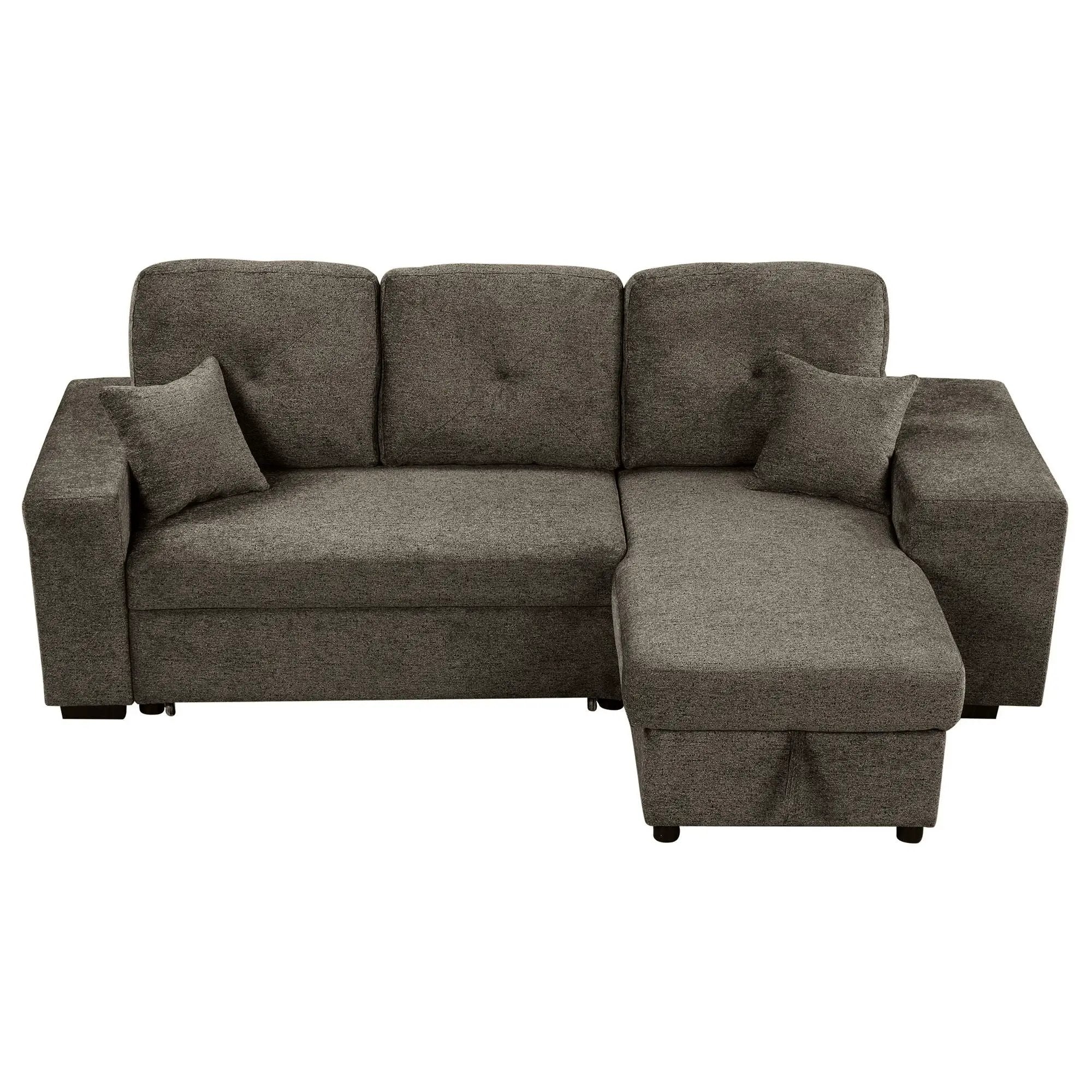Reversible Sleeper Sectional Sofa Bed With Side Shelf And 2 Stools, Pull-Out L-Shaped Sofa Bed, Corner Sofa-Bed With Storage Chaise Left / Right Hande For Living Room by HouseOfZazla