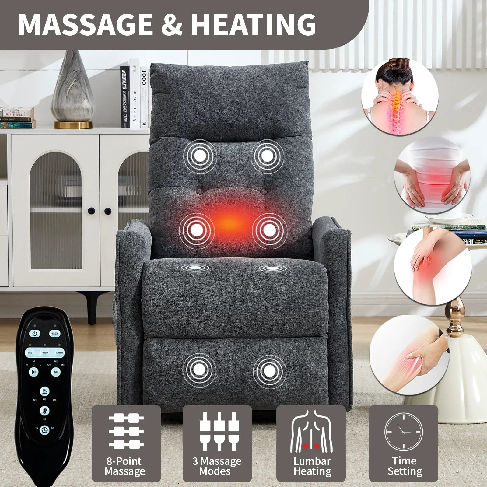 Grey Chenille Single Motor Power Lift Recliner Chair by HouseOfZazla