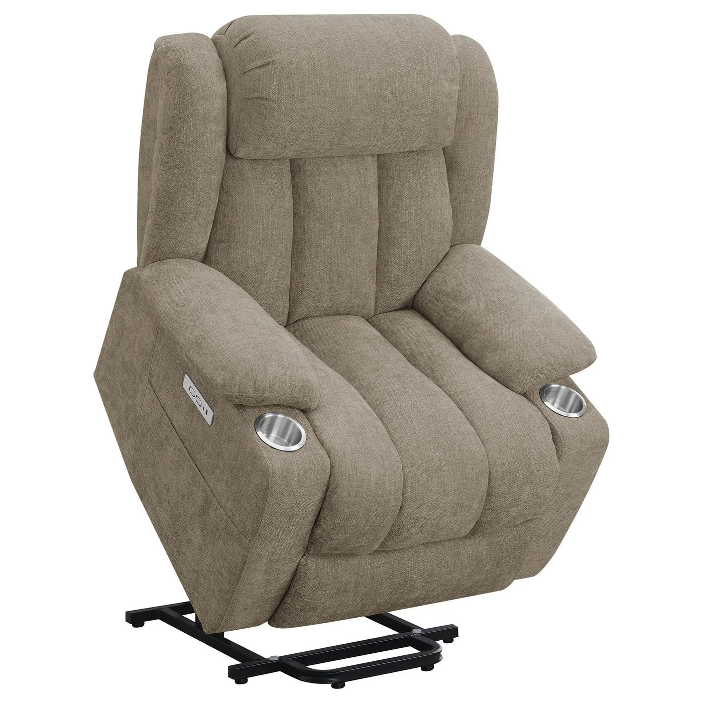 Beca - Upholstered Power Lift Recliner With Cupholders And USB Charging by HouseOfZazla