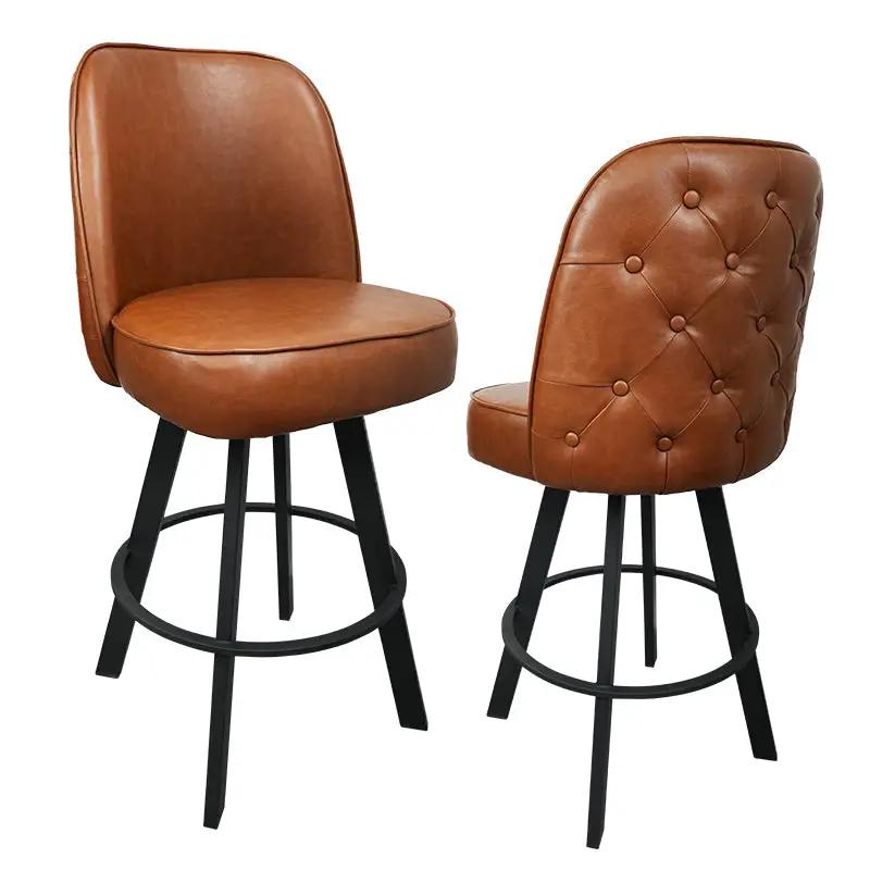 Set of 2 Commercial Grade Swivel Button-Tufted Back Bar Stools by HouseOfZazla
