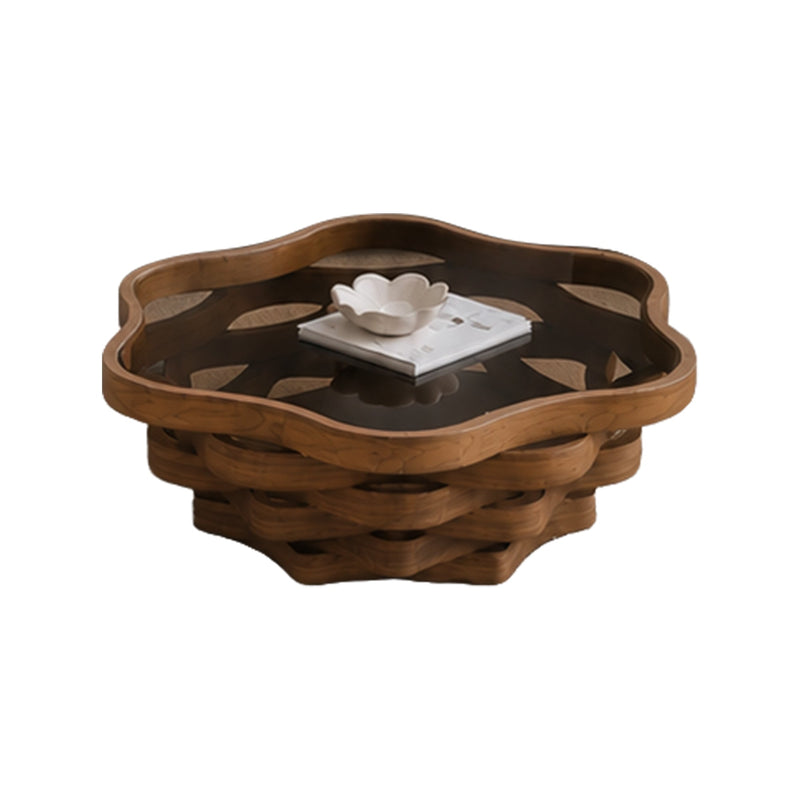 36.02" Unique Irregular Cloud Shaped Coffee Table with Tempered Glass Top, Multi-Layer Wave MDF Base Modern Artistic Cocktail Table for Living Room & Apartment, photo 7 of 7