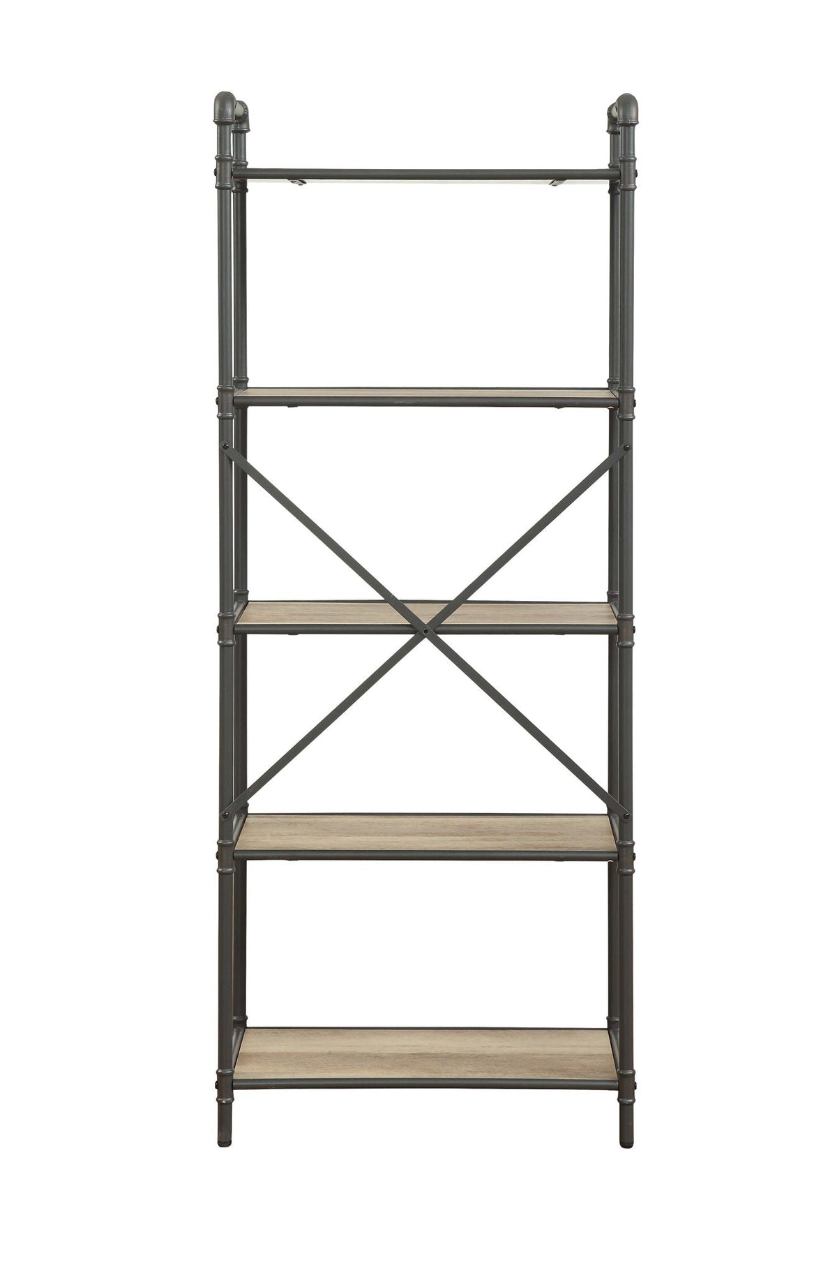 Light Brown Bookshelf with Durable Metal Frame - 26"W x 14"D x 49"H, photo 11 of 19