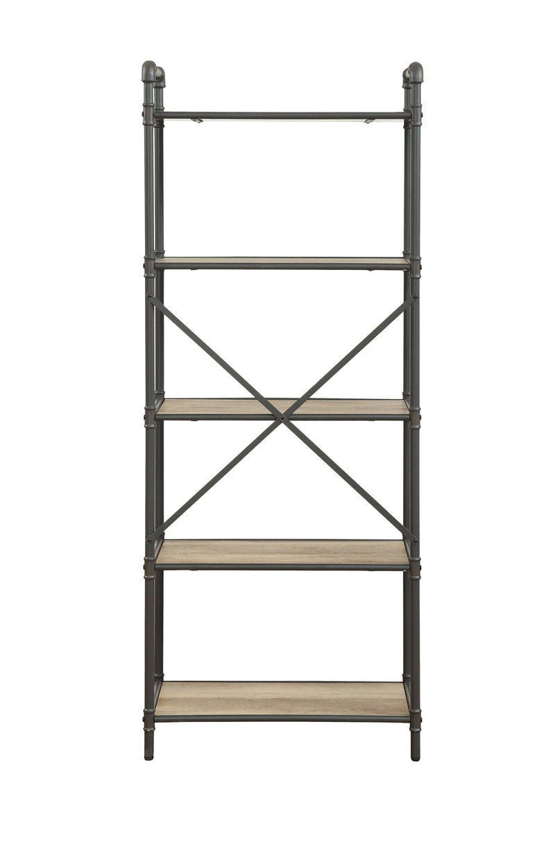 Light Brown Bookshelf with Durable Metal Frame - 26"W x 14"D x 49"H, photo 11 of 19
