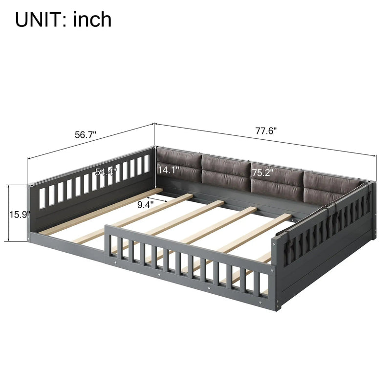 Upholstered Platform Bed With Guardrail And Pillow by Unique Piece Furniture