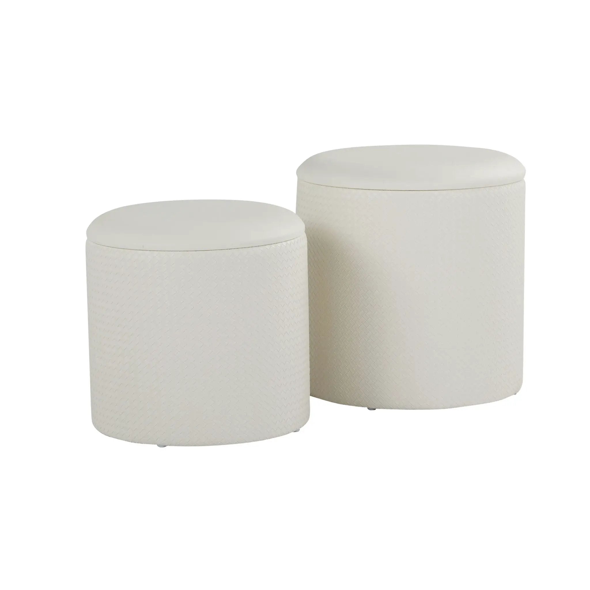 Maverick - Contemporary Nesting Ottoman Set With - Cream by Unique Piece Furniture