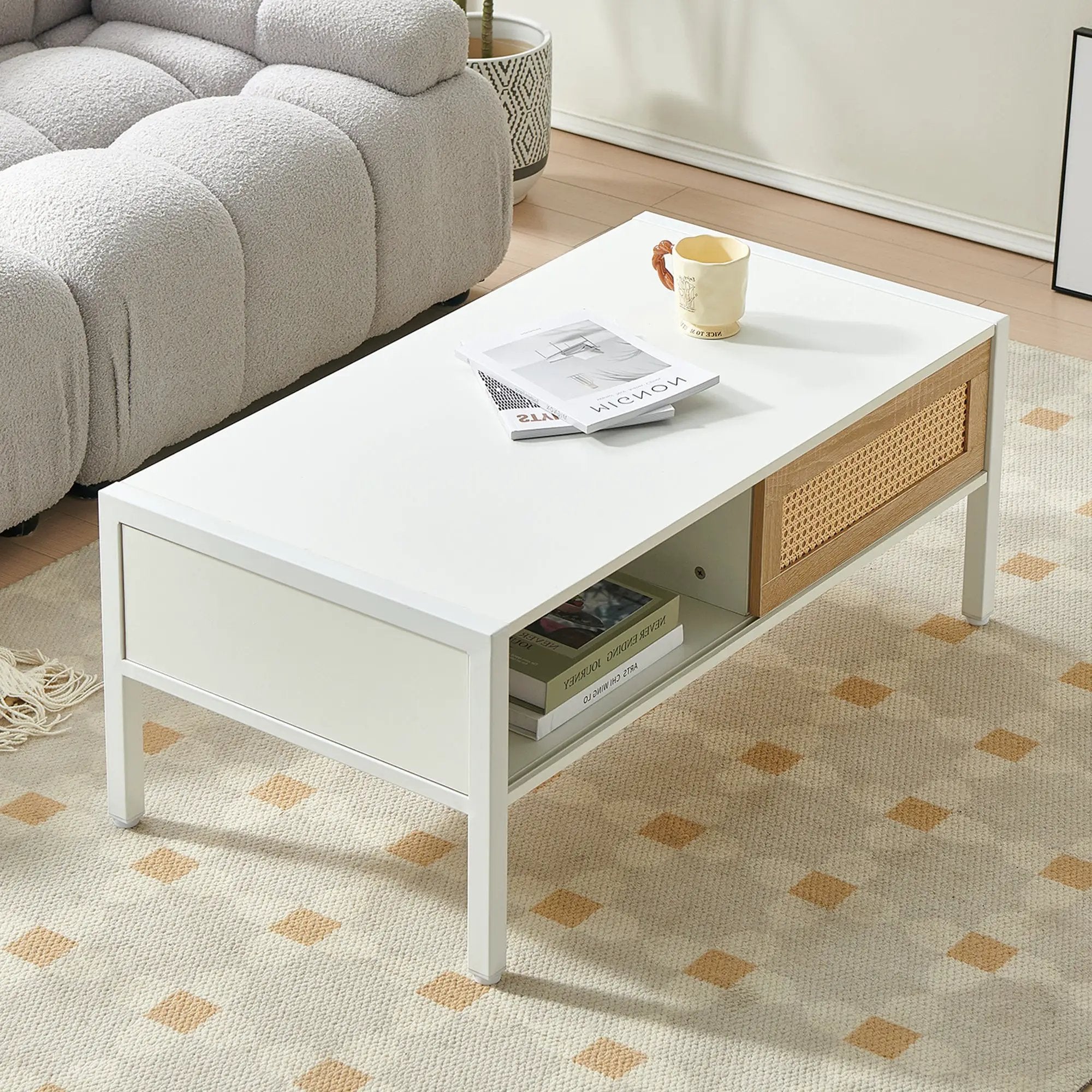 Modern Rattan Coffee Table with Sliding Door by HouseOfZazla
