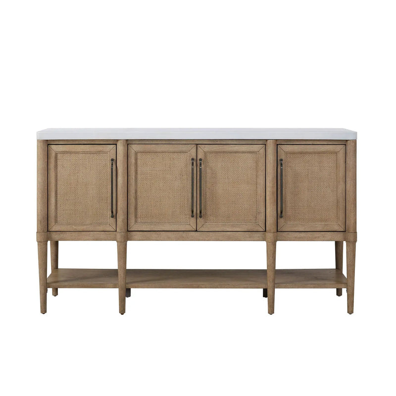 Cement Topped Server With Cane Insets - Sand by Unique Piece Furniture