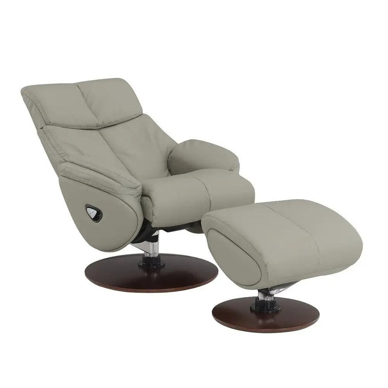 Kandoro - Motion Accent Chair With Swivel & Ottoman - Gray Leather & Brown Base by Unique Piece Furniture