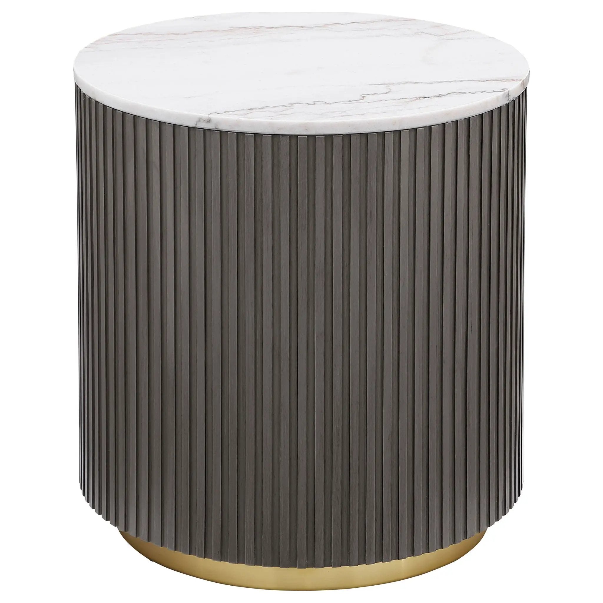 Jason 2-piece Round White Marble Coffee Table Set Charcoal by Unique Piece Furniture