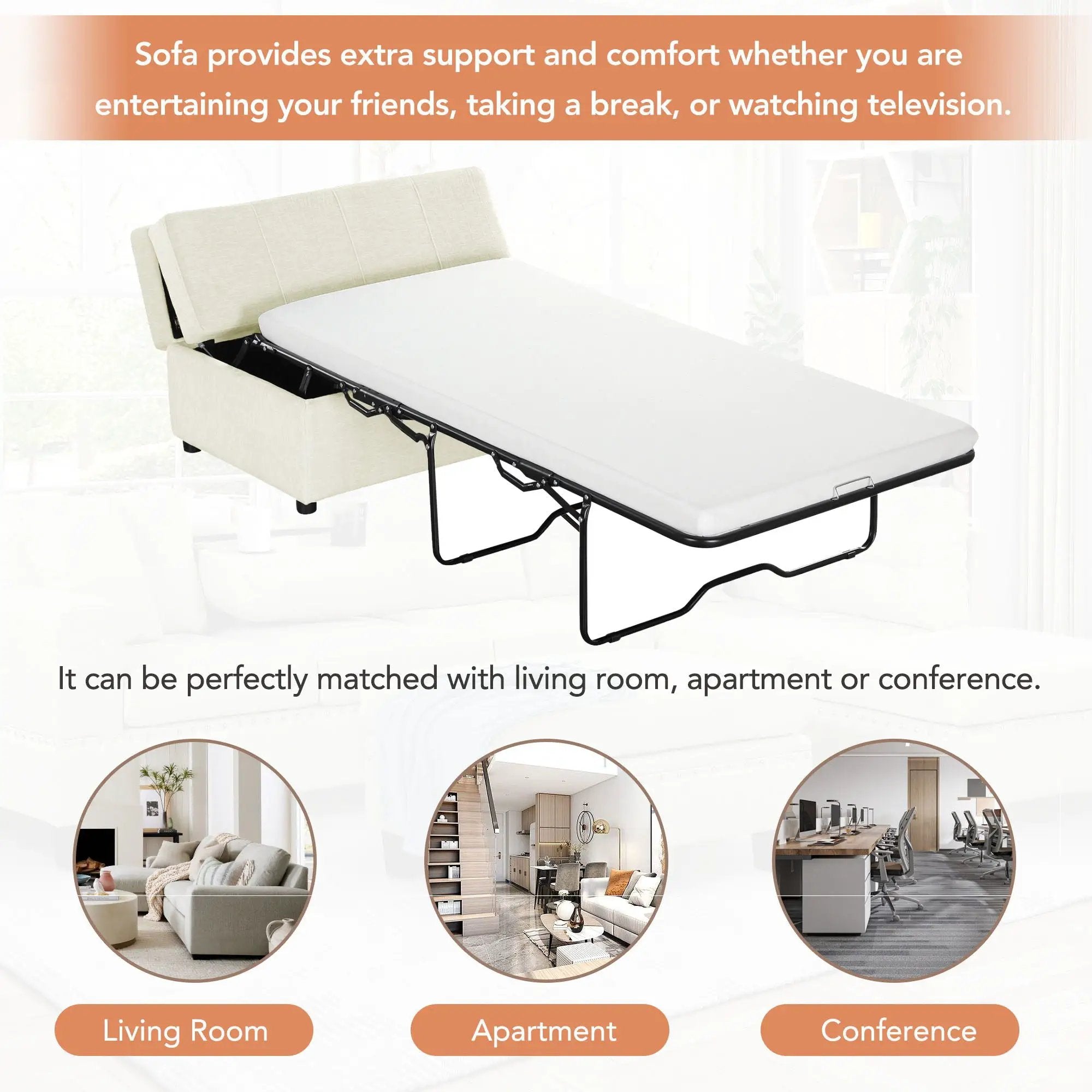 Twin Size Folding Ottoman Sleeper Bed With Mattress Convertible Guest Bed by Unique Piece Furniture