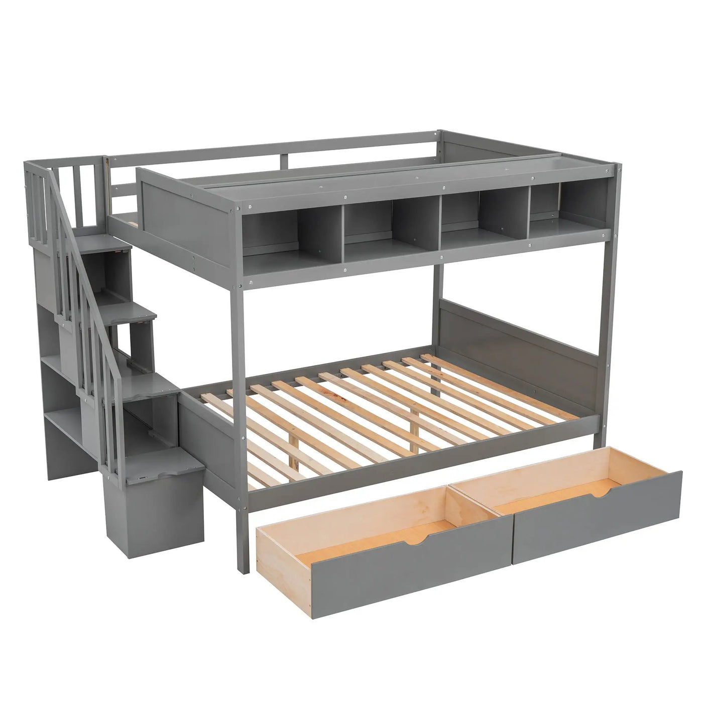 Bunk Bed With Shelfs, Storage Staircase And 2 Drawers by Unique Piece Furniture