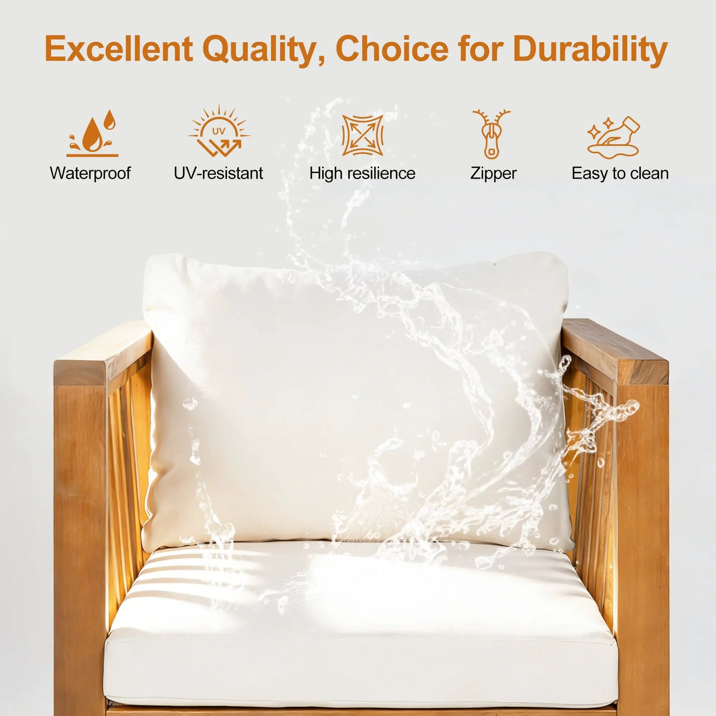 Outdoor Acacia Wood Club Chair with Modern Square Arms by HouseOfZazla
