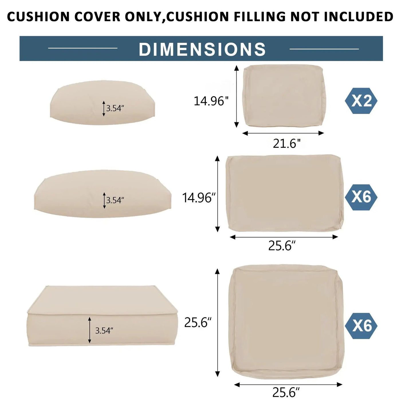 Outdoor Deep Seat Cushions For Patio Furniture Replacement, Cushion Set For Sectionals by HouseOfZazla
