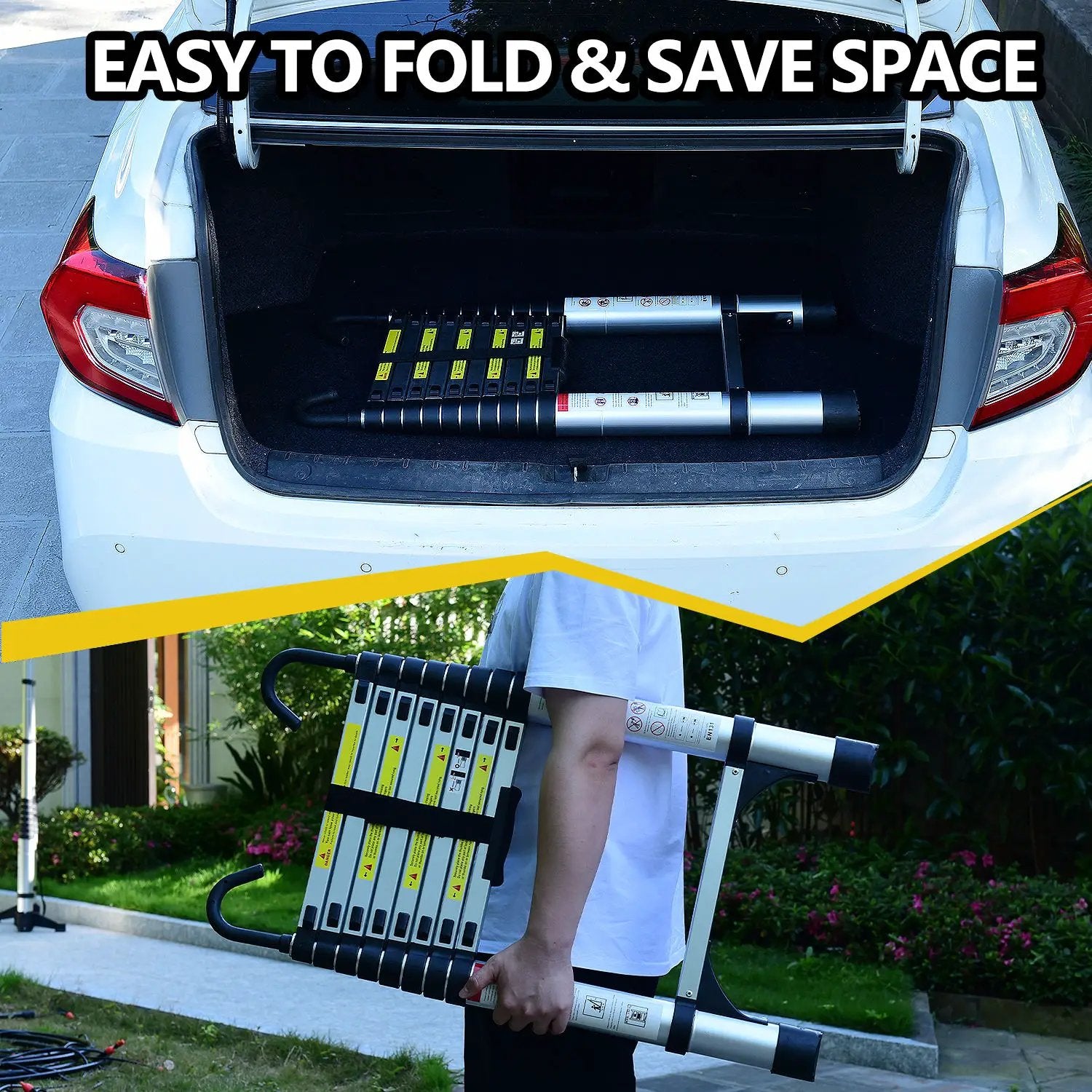 8.5FT Telescopic Ladder - Aluminum Alloy Multi-Purpose Ladder by HouseOfZazla