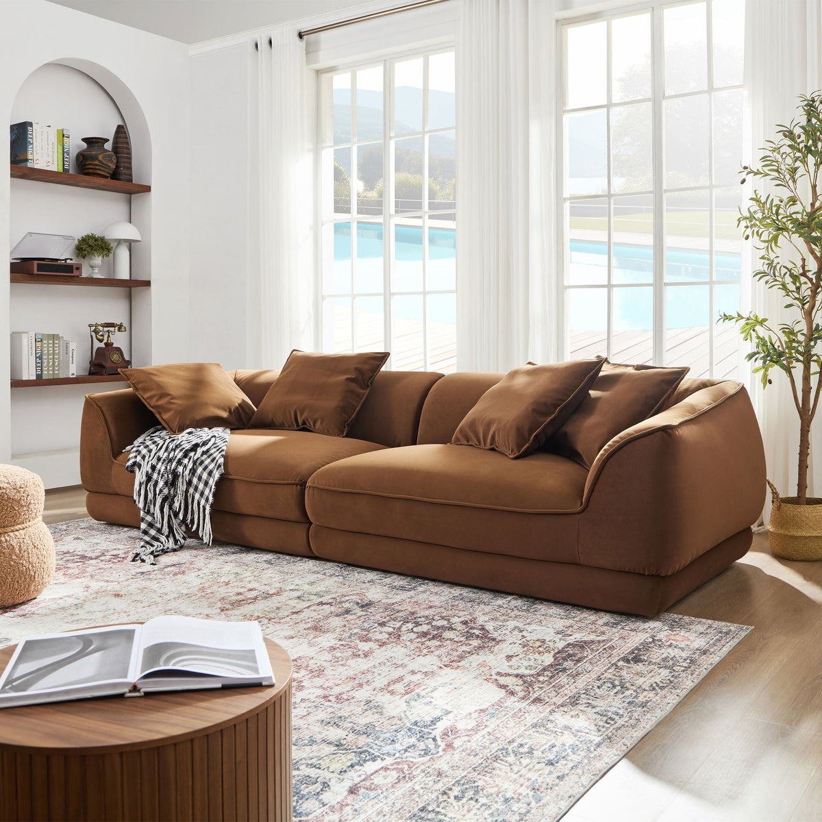 Nordic Modern Sofa With Removable Pillowcase and High Density Sponge - Dark Brown, photo 8 of 14