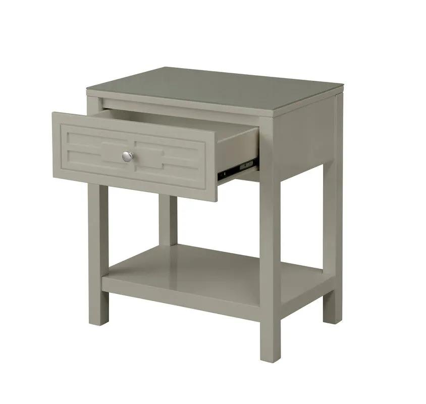 Dylan - Wooden End Side Table Nightstand With Glass Top And Drawer by Unique Piece Furniture
