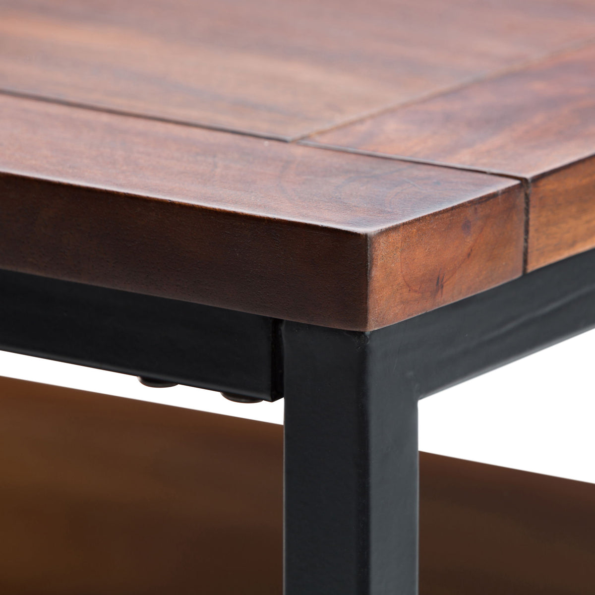 Handcrafted Mango Wood Coffee Table with Metal Frame - Light Brown or Dark Brown, photo 14 of 25