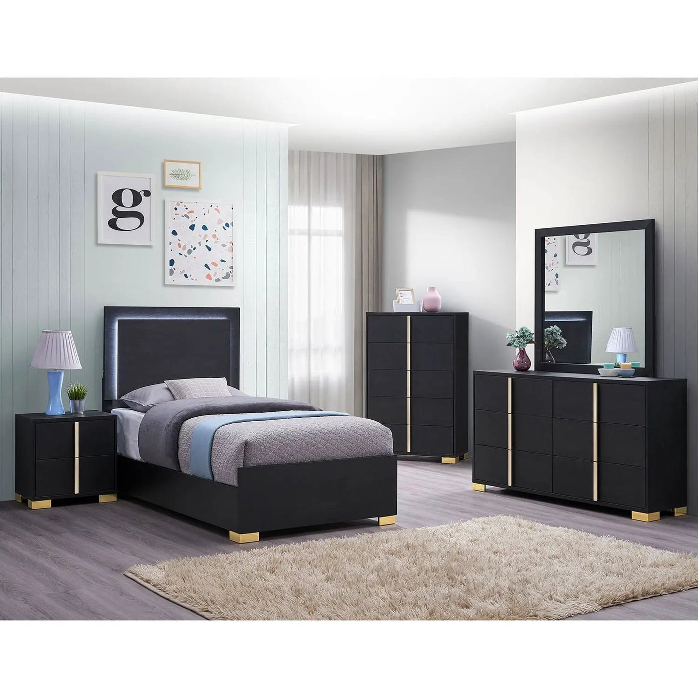 Jeremiah - LED Panel Bed With Touch Controlled Lighting by HouseOfZazla
