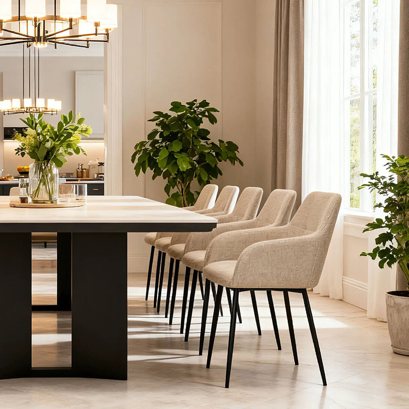 Dining Chair With Backrest And Wide Seat (Set of 2) - Beige by HouseOfZazla