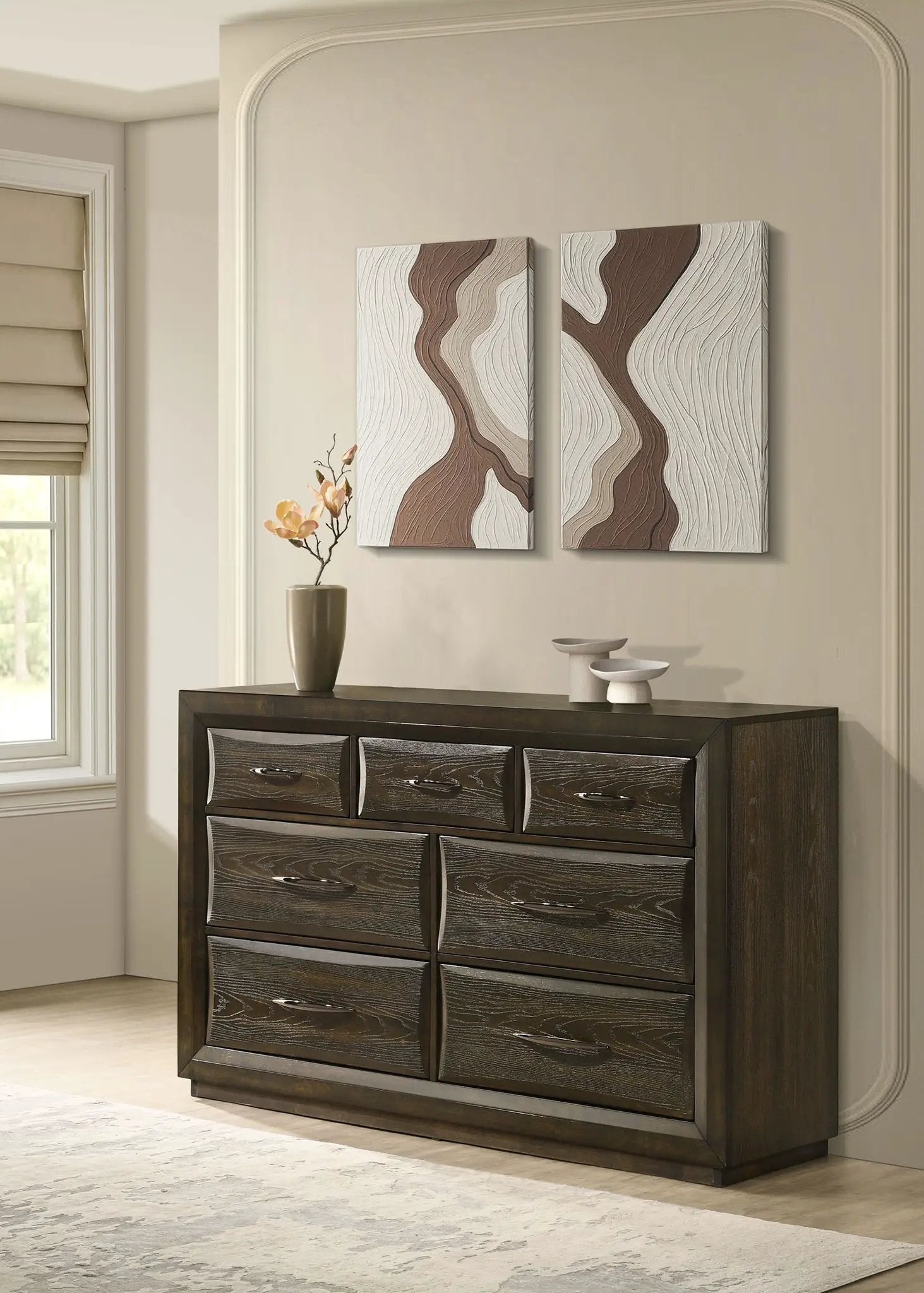 Atlas 7-drawer Bedroom Dresser Cabinet Dark Oak by Unique Piece Furniture