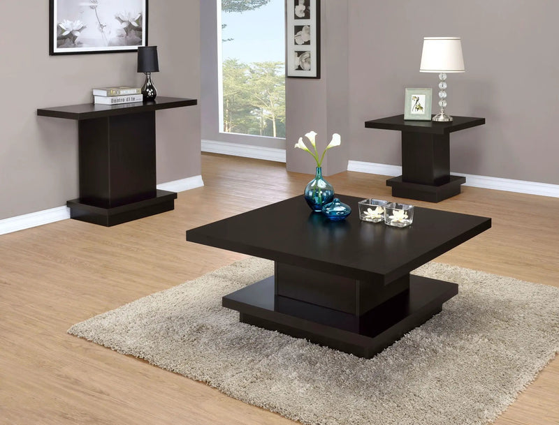 Reston Square Engineered Wood Side End Table Cappuccino by Unique Piece Furniture