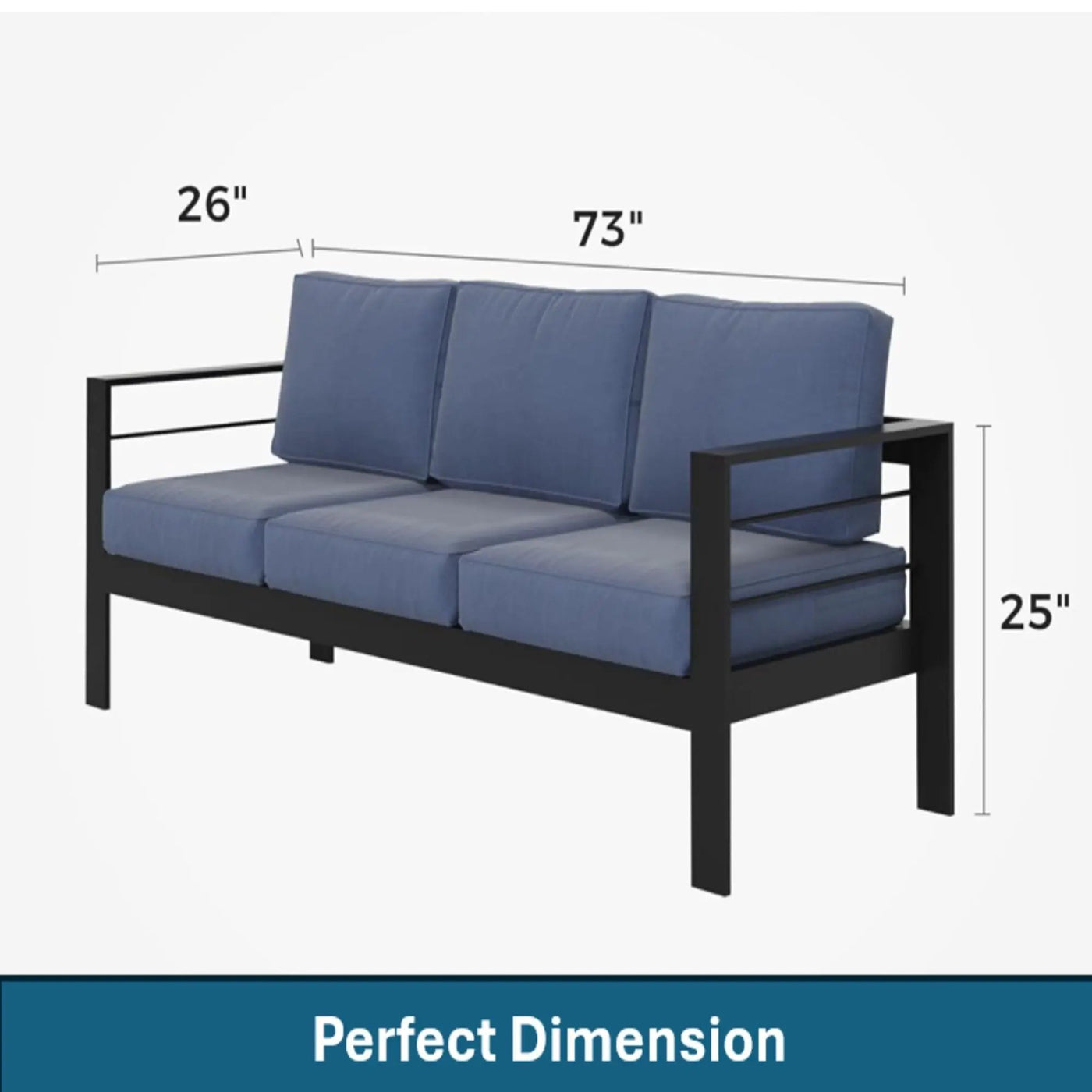 All-Weather Patio Sofa With Cushions, 3 Seat Outdoor Couch by HouseOfZazla