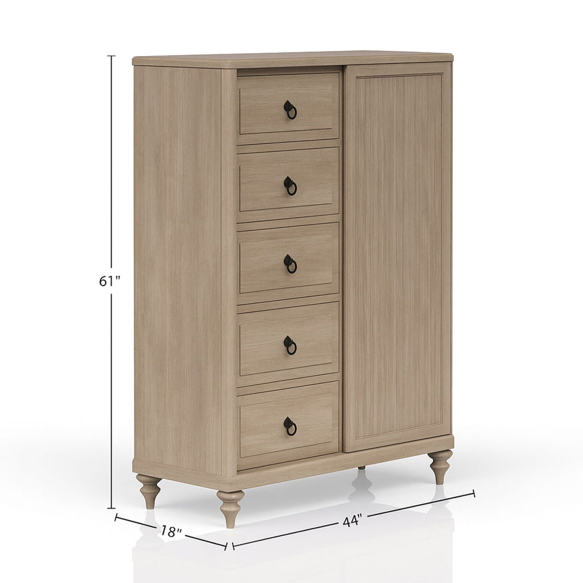 5 Drawer Door Chest with Felt & Cedar-Lined Storage - Sand, photo 4 of 5