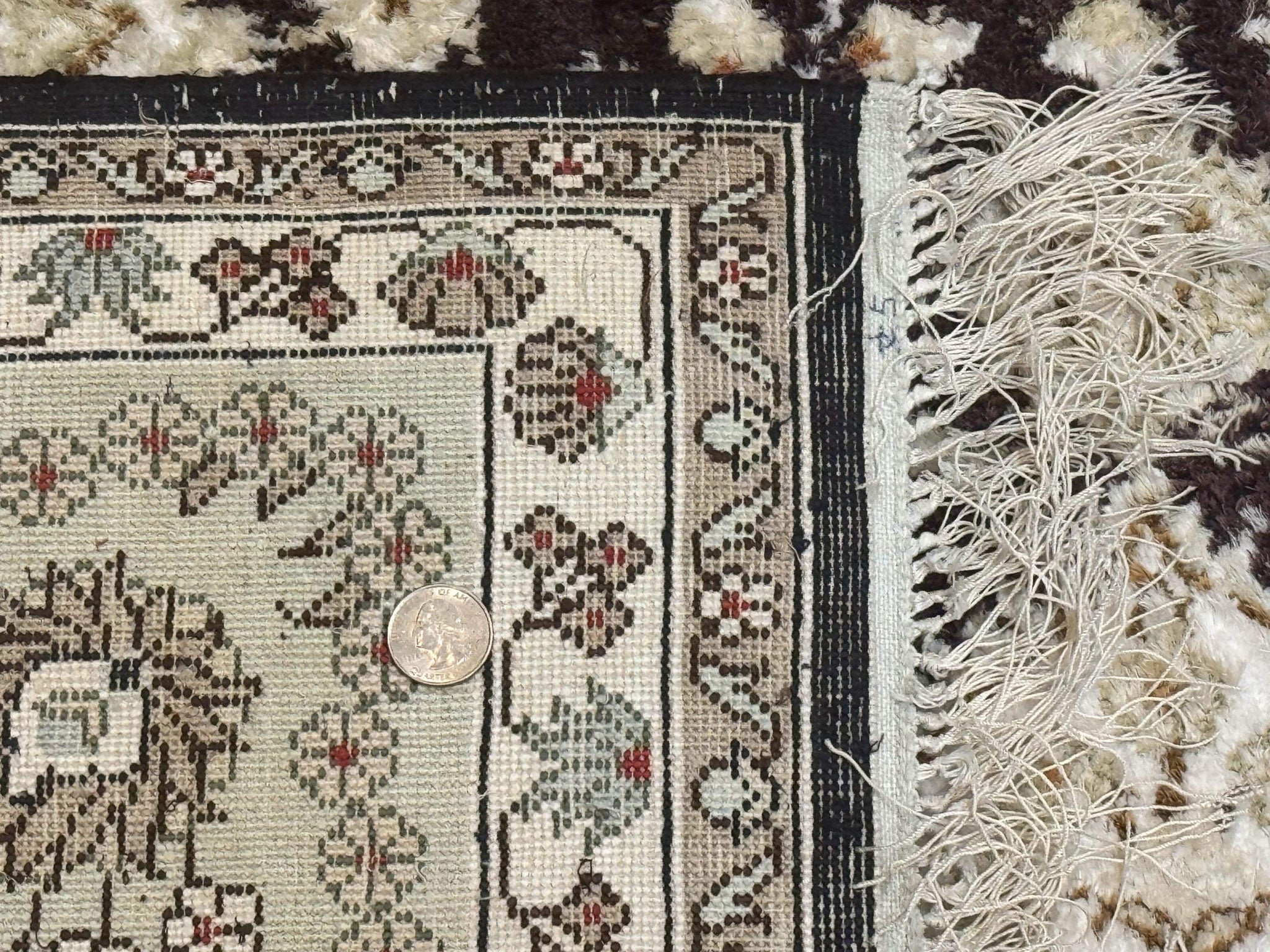 Indian Kashmiri Silk Rug 10x14, Floral Medallion by Jewel Rugs