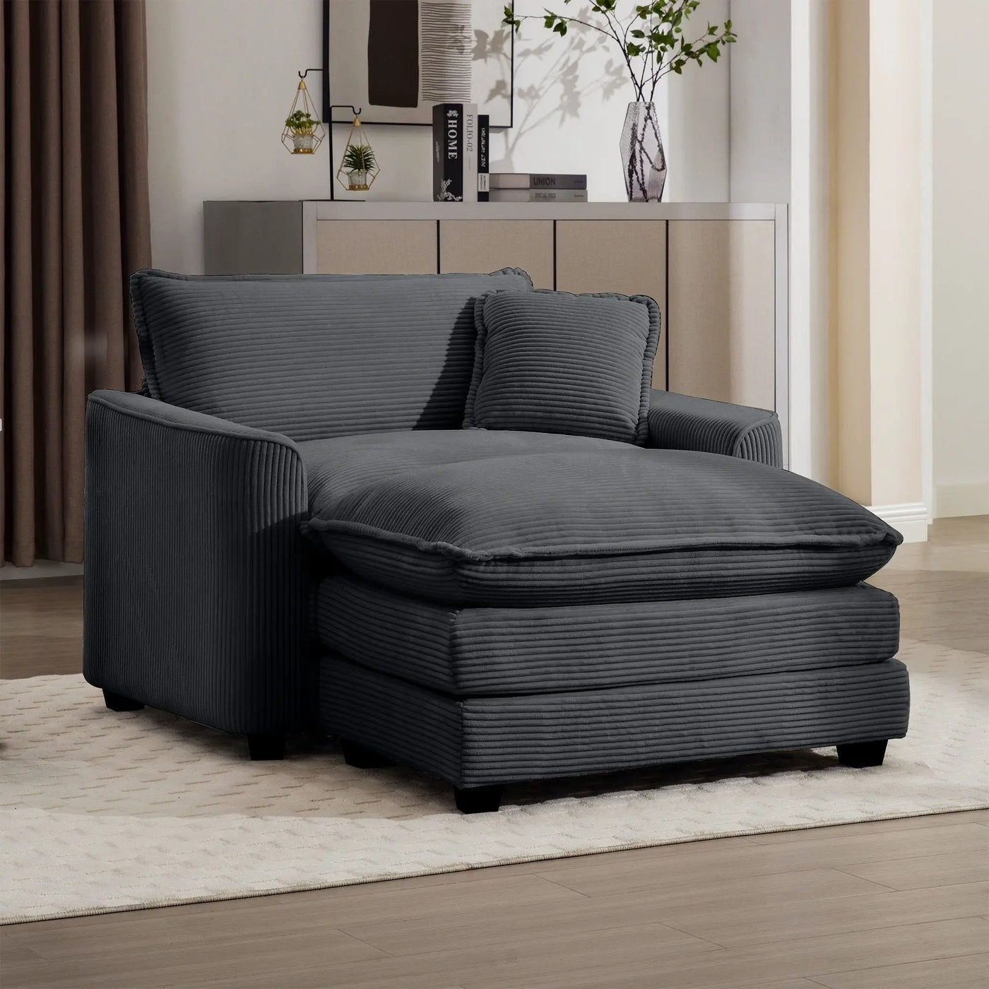 Classic Modern Comfortable Single Chair Deep Seat Sofa With Footstool by HouseOfZazla