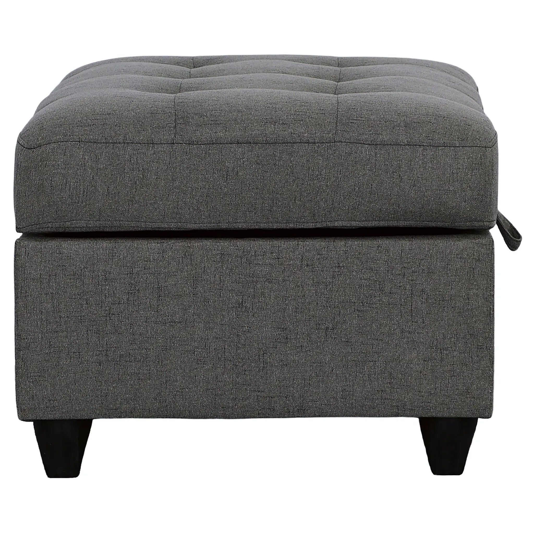 Storage Ottoman With Tufted Design - Gray