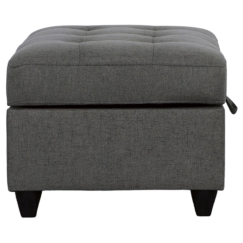 Storage Ottoman With Tufted Design - Gray