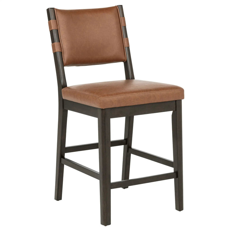 Tegan Faux Leather Upholstered Counter Height Chair Cognac (Set of 2) by Unique Piece Furniture