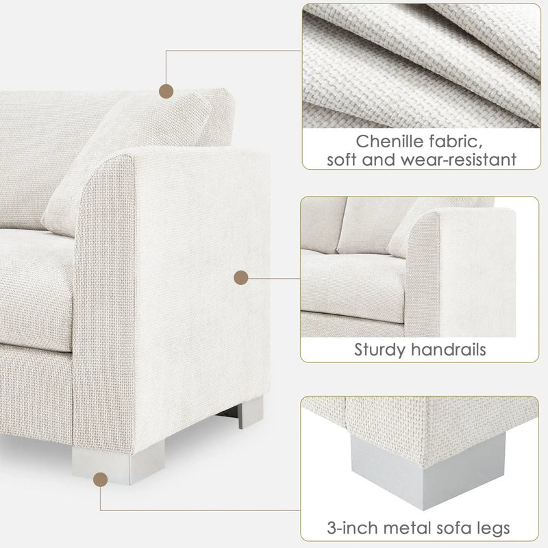 Modern Cloud Sectional Sofa L Shaped Luxury Couch Set With 2 Free Pillows 4 Seat With Oversized Chaise by HouseOfZazla