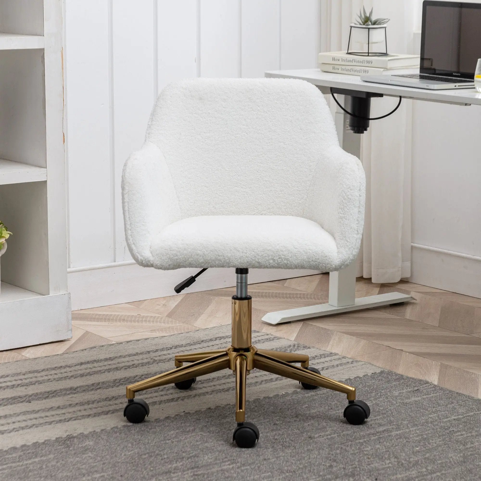Modern Adjustable Height 360 Revolving Home Office Chair With Metal Legs And Universal Wheel For Indoor by HouseOfZazla