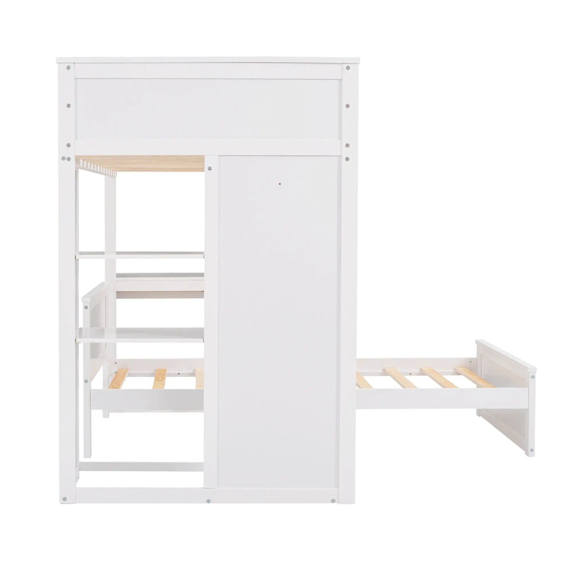Loft Bed With A Stand Alone Bed, Shelves, Desk, And Wardrobe by HouseOfZazla