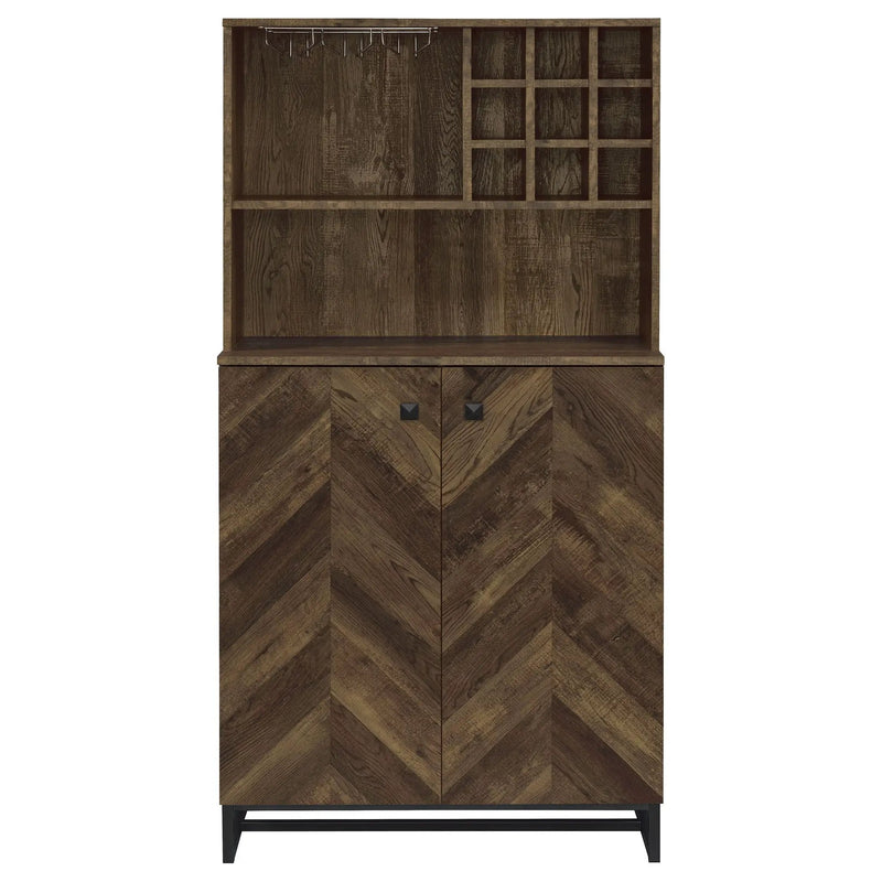 Mendoza 2-door Home Bar Cabinet Wine Storage Rustic Oak by Unique Piece Furniture