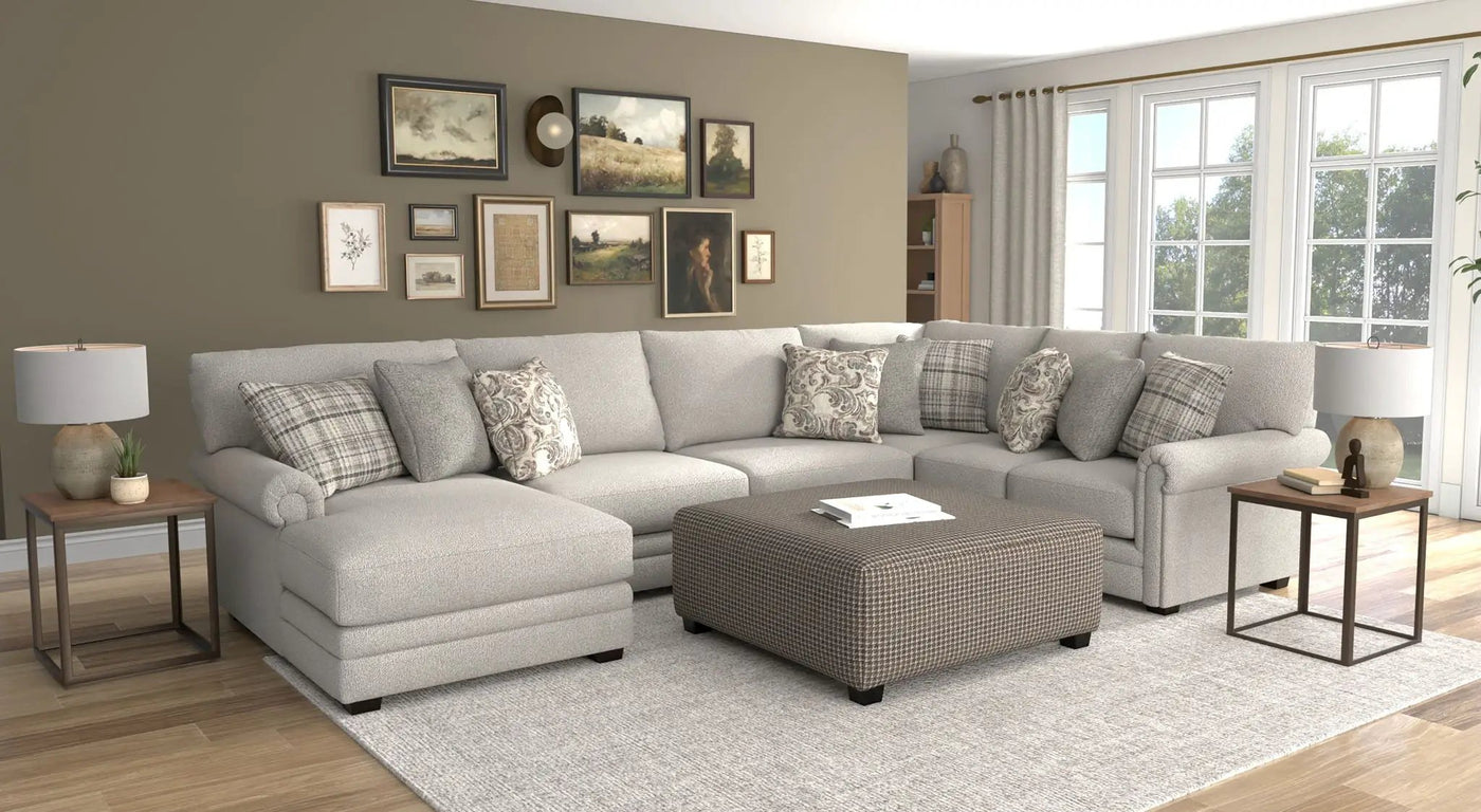Livingston - Sectional With Comfort Coil Seating, 40" Cocktail Ottoman And Accent Pillows Included by Unique Piece Furniture