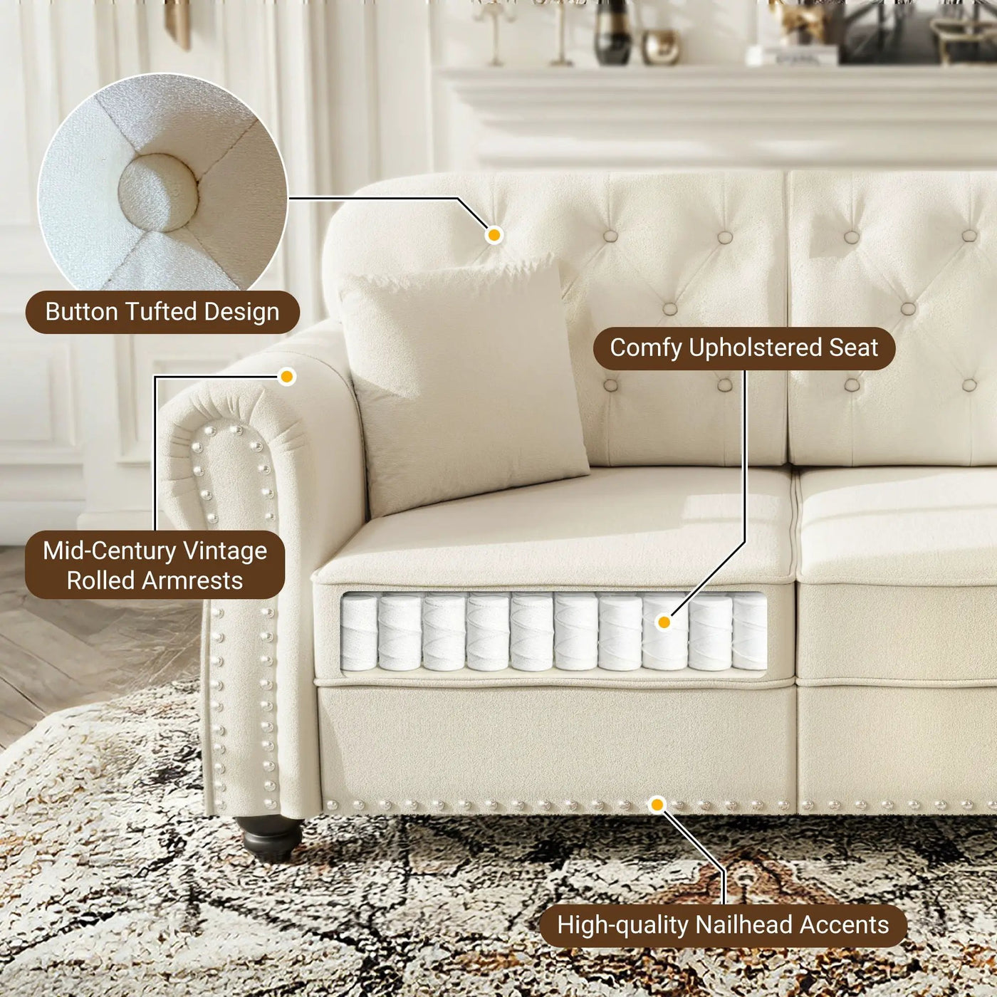 Upholstered 3 Seater Sofa Set With Ottoman by HouseOfZazla