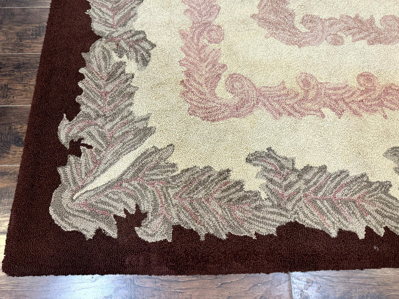 American Hand Hooked Rug 9x12, Vintage Aubusson Carpet, Wool by Jewel Rugs