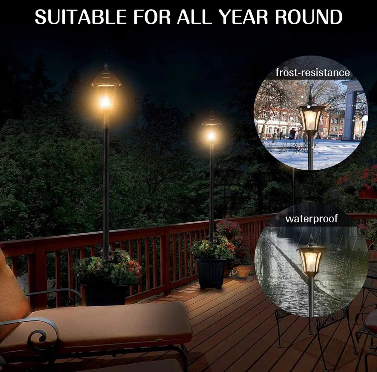 64 Inch Solar Lamp Post Lights Outdoor with Planter, 70 Lumen Solar Powered with 4 Adjustable Height- Black by Outdoor Solar Outlet