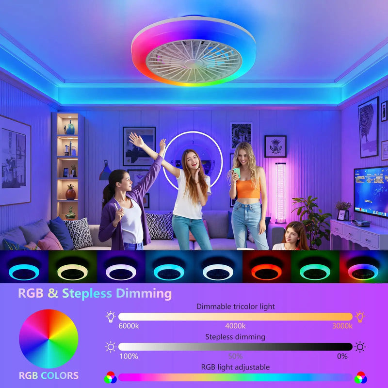 18 Inch Ceiling Fan with RGB Light and Remote Control by HouseOfZazla