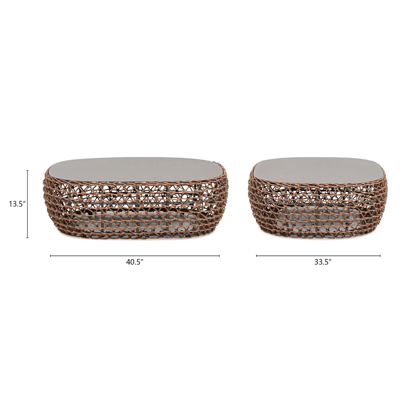 Willow - Oval Woven Patio Coffee Table, Wicker Frame by Unique Piece Furniture