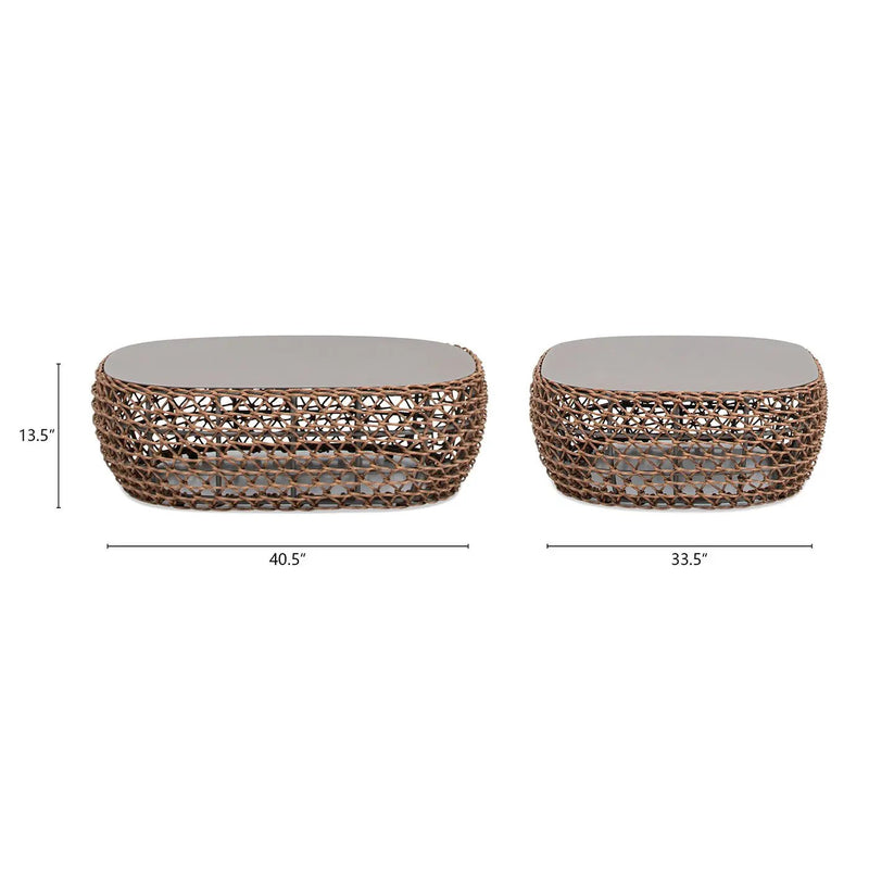 Willow - Oval Woven Patio Coffee Table, Wicker Frame by Unique Piece Furniture