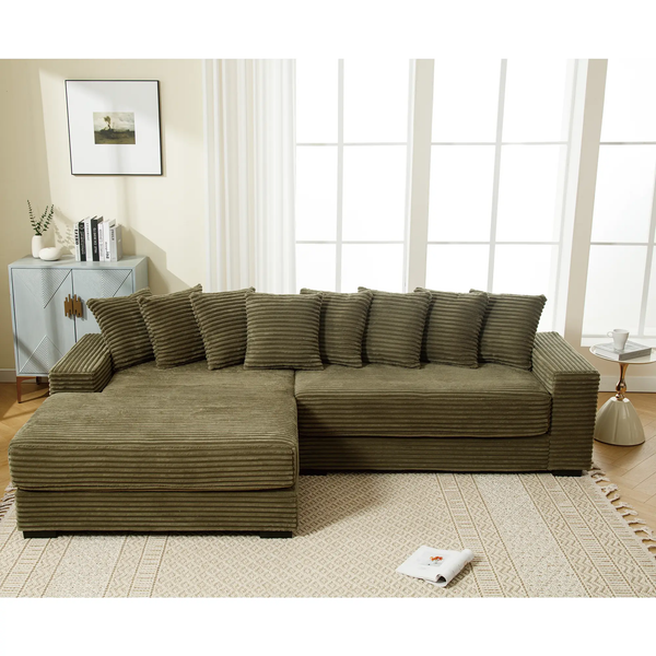 Oversized Two-Piece Corduroy Sofa with Left Chaise Daybed, photo 2 of 10