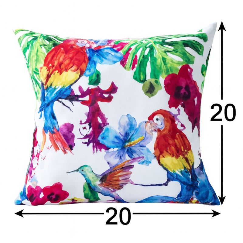 Tropical Parrot Outdoor & Indoor Pillow With Solarium - Multicolor by HouseOfZazla