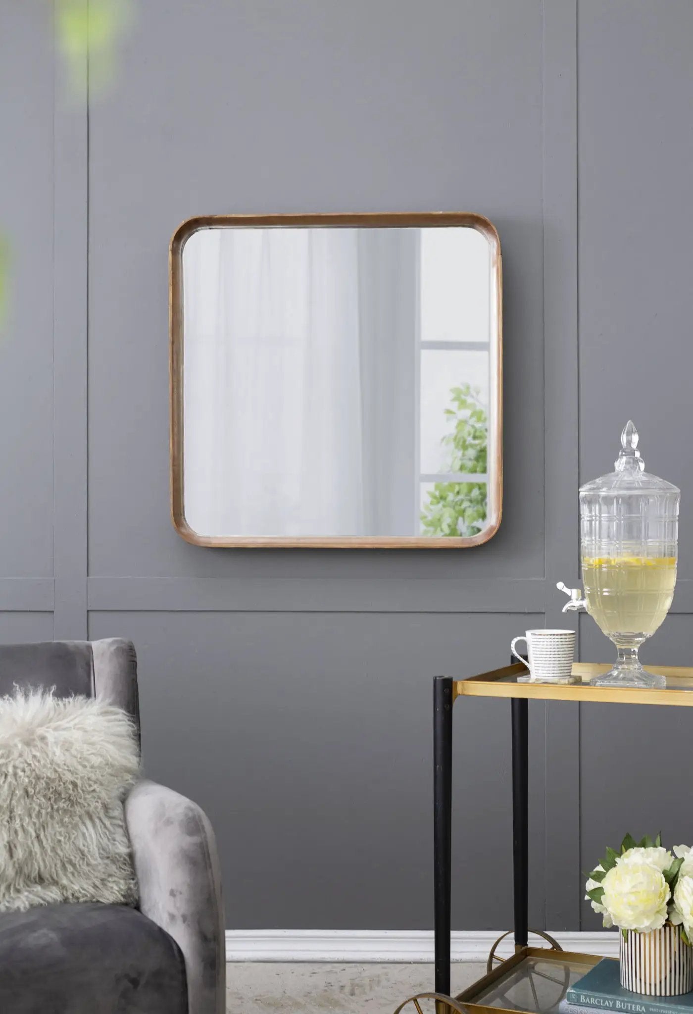 Square Mirror With Wood Frame, Wall Mirror For Living Room Bathroom Entryway - Brown by HouseOfZazla