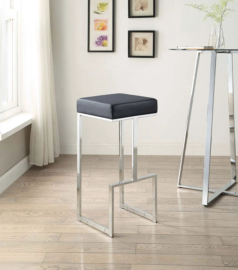 Gervase Square Bar Stool Black and Chrome by Unique Piece Furniture