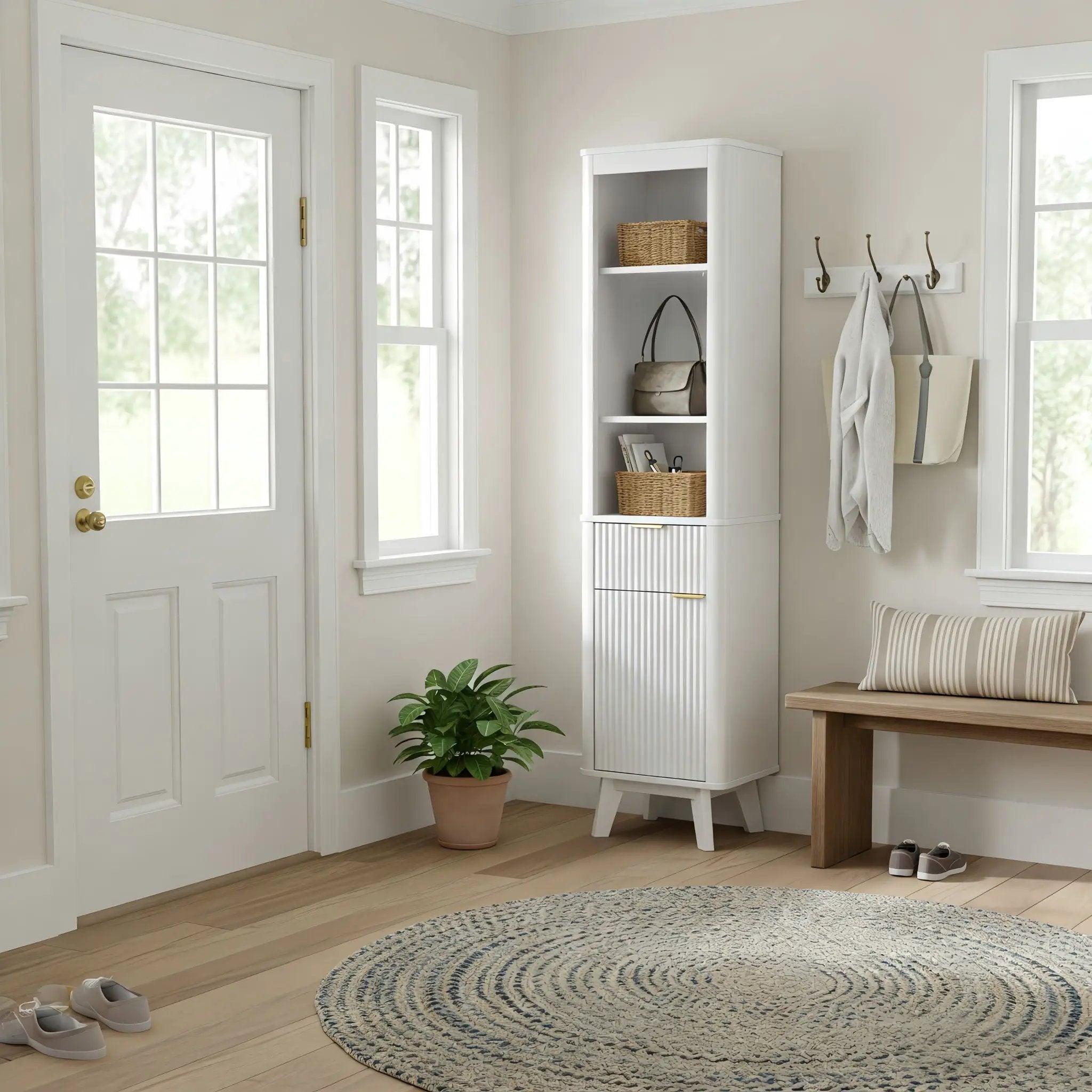 Tall Bathroom Storage Cabinet With Adjustable Shelves And 1 Drawer & Door by HouseOfZazla