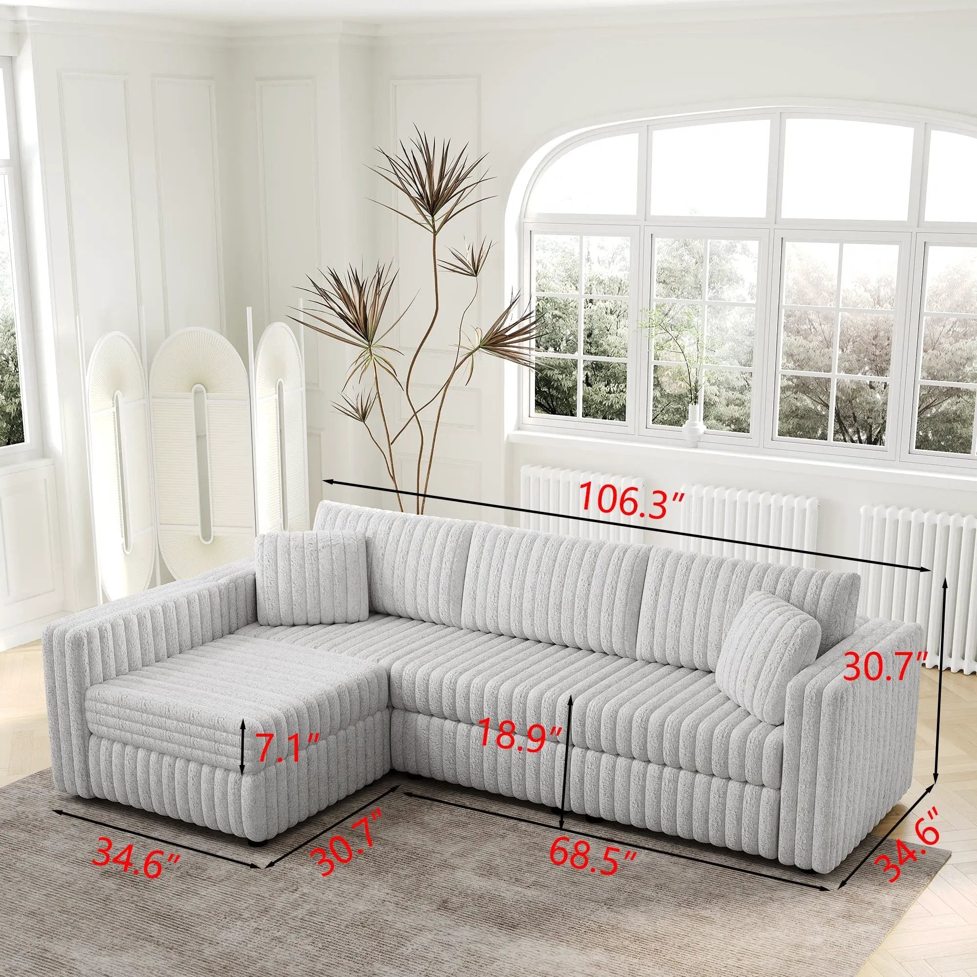 106.3" Soft L-shaped 4-Person Sofa by HouseOfZazla
